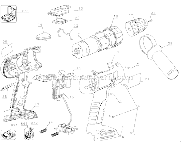 Page A Diagram and Parts List for QP180 Type 2 Black and Decker Hammer Drill